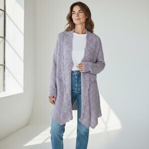 Plum Color Nubby Knit Boho Style Duster Cardigan. 1X  Chunky Y2K Witchy Cottage